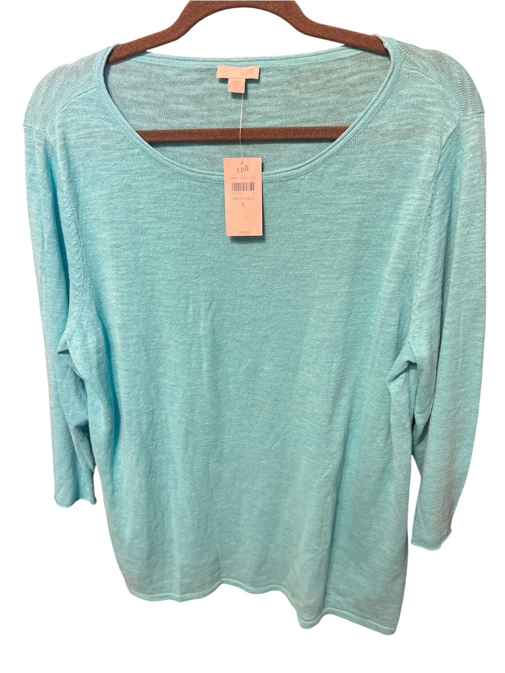 NWT Crystal Blue J Jill Linen blend Women’s Lightweight Scoop Neck Top